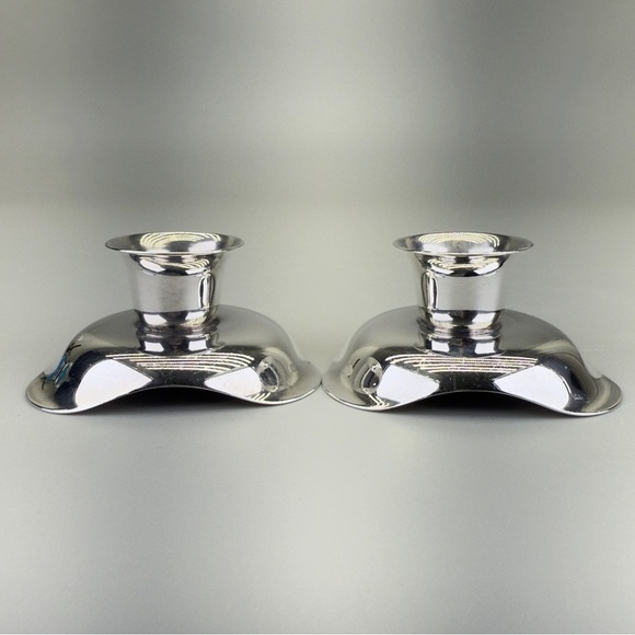 Vintage Danish MCM Silver Plated Selandia Denmark Candle Holders - Picture 2 of 8
